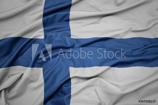 Picture of waving colorful national flag of finland